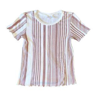 NEW Lularoe Kelly Top Shirt XS Extra Small Ivory with Vertical Rose Pink Stripes